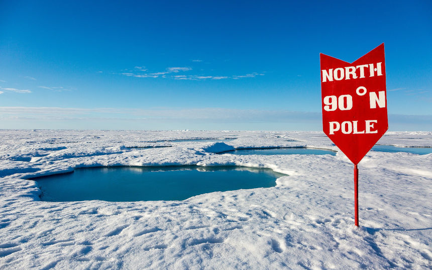 Am Nordpol auf 90 Grad